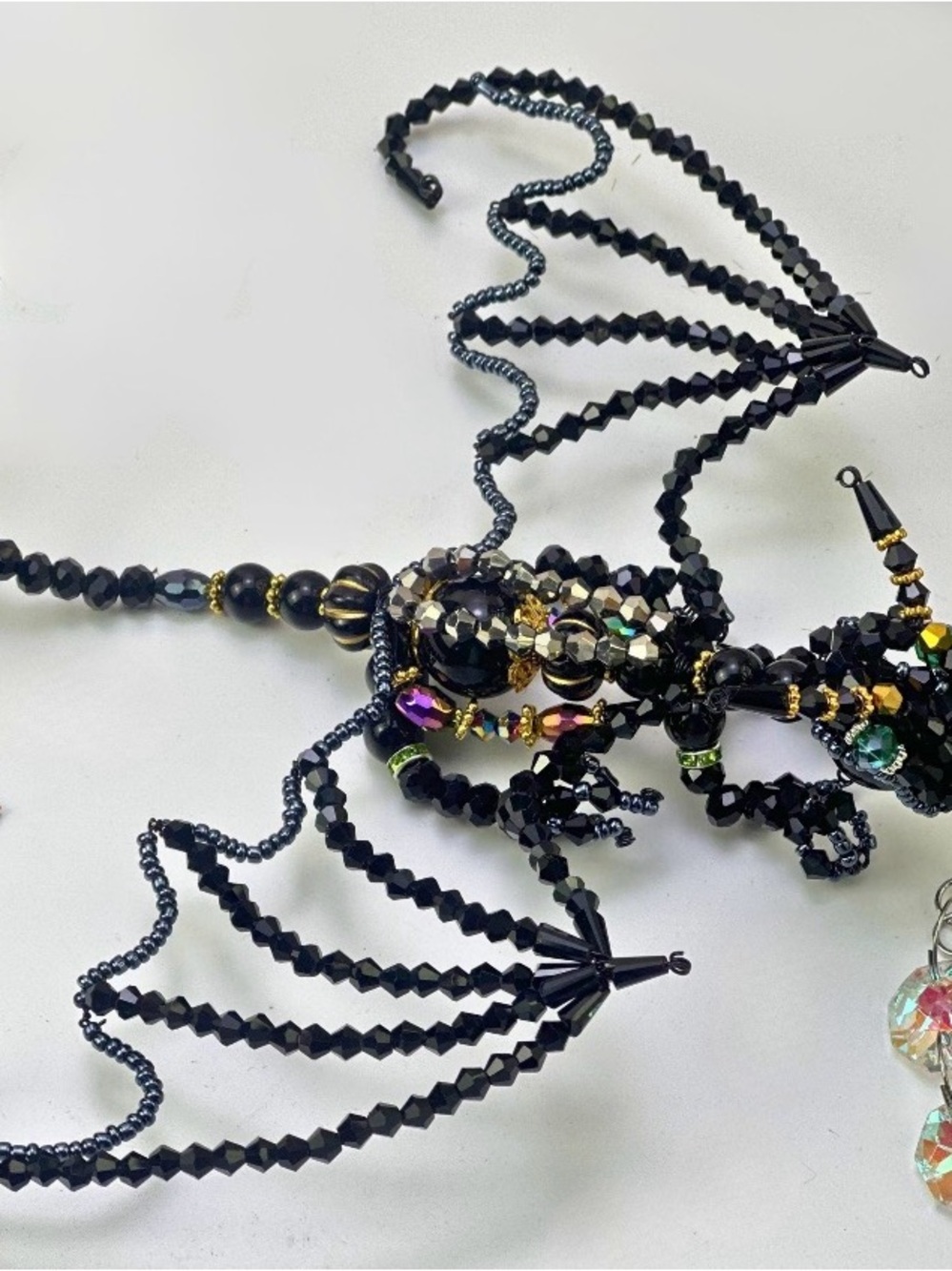 Black Multi-Bead Sun catcher with Crystal Accents